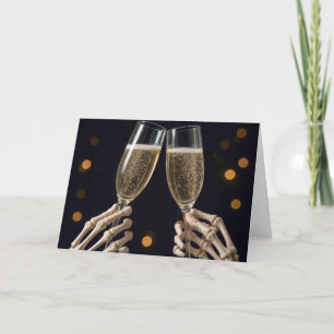 Halloween Skeleton Wedding Champagne Toast Kaart