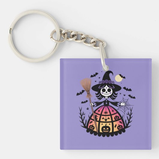 Halloween Skeleton Witch Sleutelhanger (Voorkant)