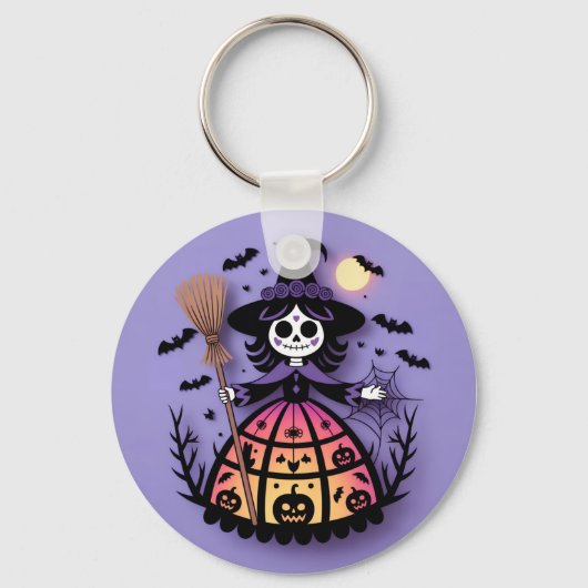Halloween Skeleton Witch Sleutelhanger (Voorkant)