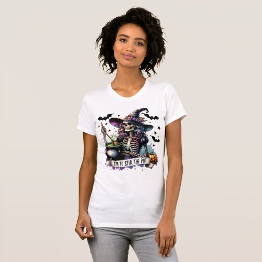 Halloween Skeleton Witch T-shirt voor dames - Funn (Voorkant volledig)
