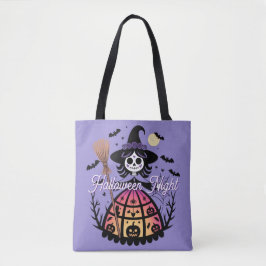 Halloween Skeleton Witch Tote Bag