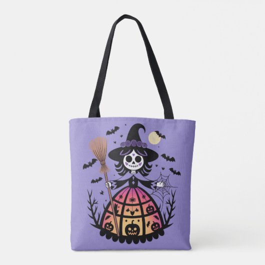 Halloween Skeleton Witch Tote Bag (Achterkant)