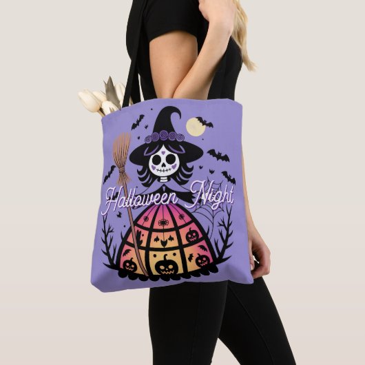 Halloween Skeleton Witch Tote Bag (Dichtbij)