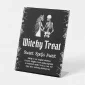 Halloween Skeleton Witchy Treat Sweets Sign Reclamebord Met Voetstuk (Voorkant)