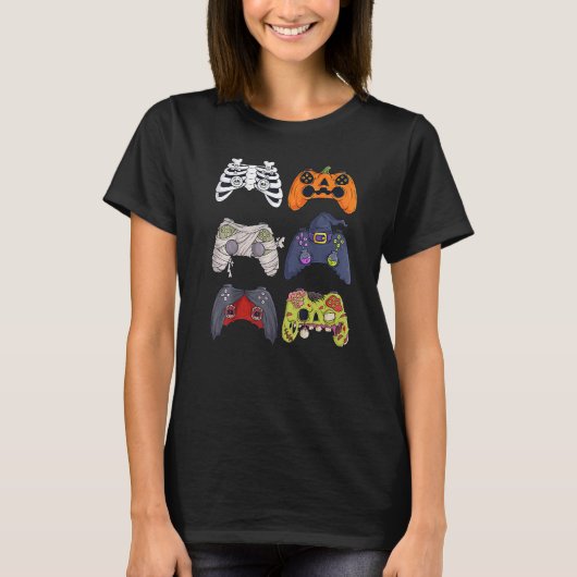 Halloween Skeleton Zombie Gaming Controllers Boys T-shirt (Voorkant)