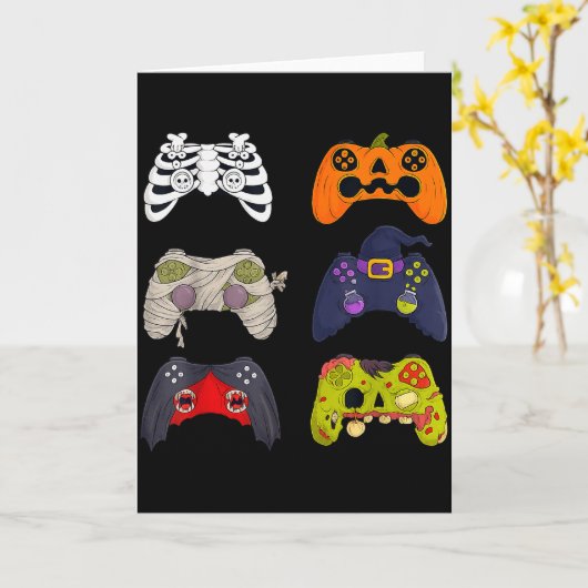 Halloween Skeleton Zombie Gaming Controllers  Kaart (Gele Bloem)