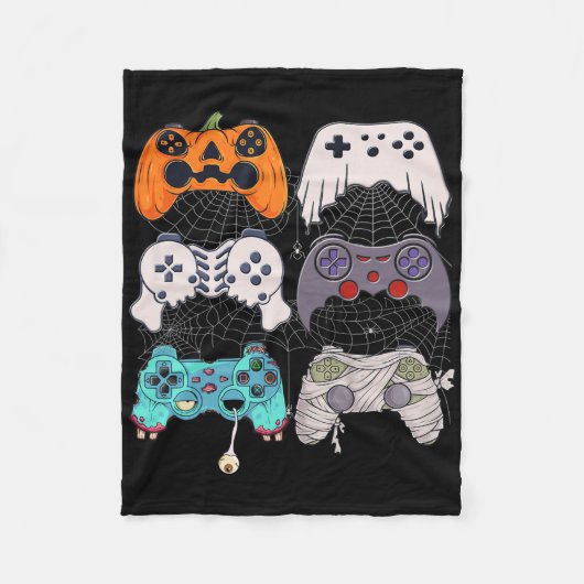 Halloween Skeleton Zombie Gaming Controllers Mummy Fleece Deken (Voorkant)