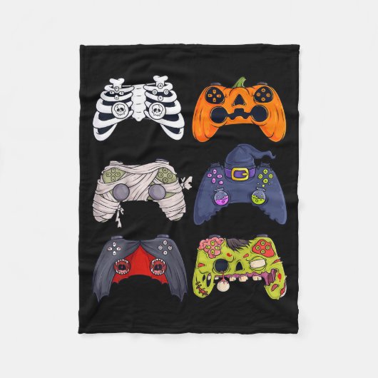 Halloween Skeleton Zombie Gaming Controllers Mummy Fleece Deken (Voorkant)