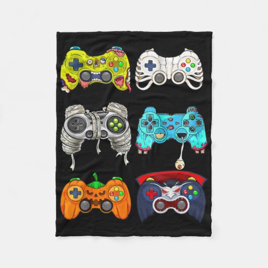 Halloween Skeleton Zombie Gaming Controllers Mummy Fleece Deken (Voorkant)