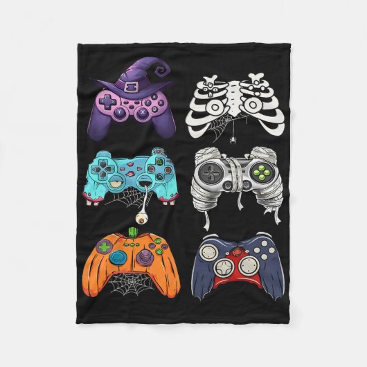 Halloween Skeleton Zombie Gaming Controllers Mummy Fleece Deken (Voorkant)