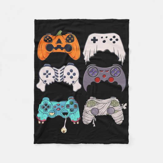 Halloween Skeleton Zombie Gaming Controllers Mummy Fleece Deken (Voorkant)