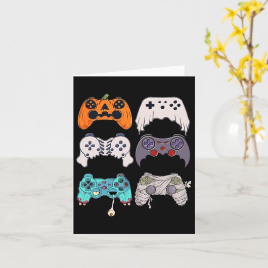 Halloween Skeleton Zombie Gaming Controllers Mummy Kaart (Gele Bloem)