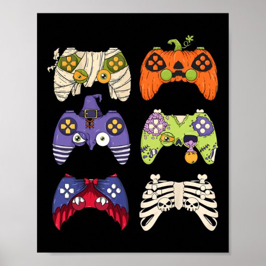 Halloween Skeleton Zombie Gaming Controllers Mummy Poster (Voorkant)