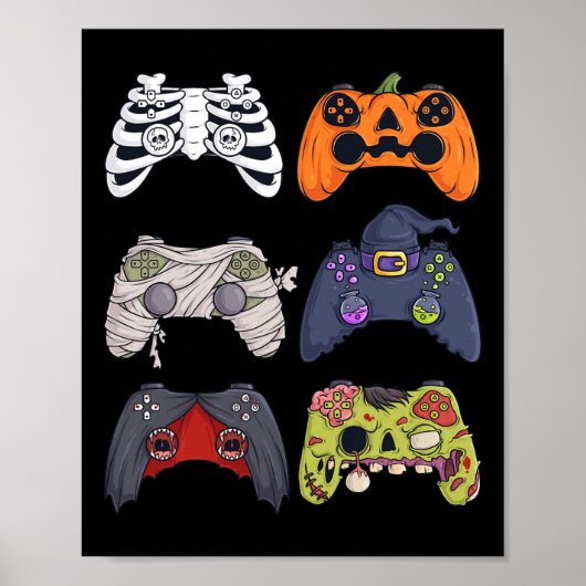 Halloween Skeleton Zombie Gaming Controllers Mummy Poster (Voorkant)