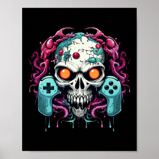 Halloween Skeleton Zombie Gaming Controllers Mummy Poster (Voorkant)