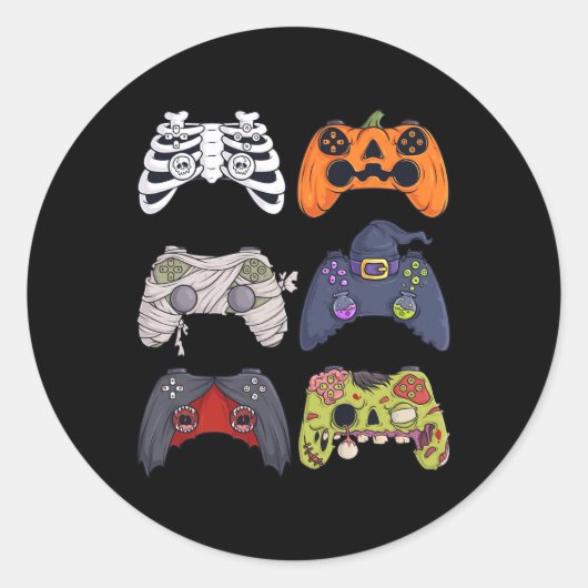 Halloween Skeleton Zombie Gaming Controllers Mummy Ronde Sticker (Voorkant)