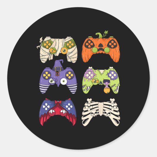 Halloween Skeleton Zombie Gaming Controllers Mummy Ronde Sticker (Voorkant)