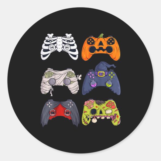 Halloween Skeleton Zombie Gaming Controllers Mummy Ronde Sticker (Voorkant)