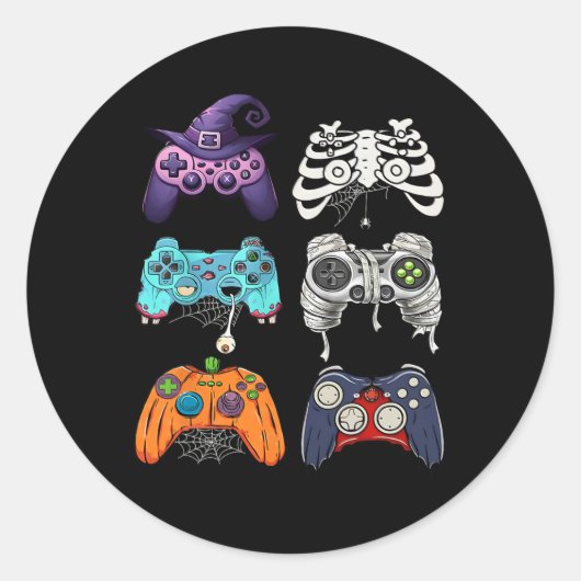 Halloween Skeleton Zombie Gaming Controllers Mummy Ronde Sticker (Voorkant)
