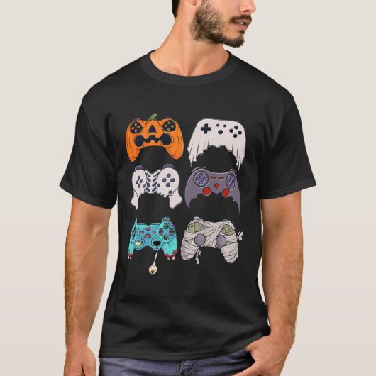 Halloween Skeleton Zombie Gaming Controllers Mummy T-shirt (Voorkant)