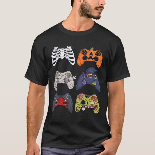 Halloween Skeleton Zombie Gaming Controllers Mummy T-shirt (Voorkant)