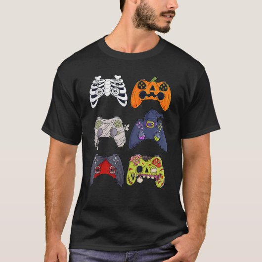 Halloween Skeleton Zombie Gaming Controllers Mummy T-shirt (Voorkant)