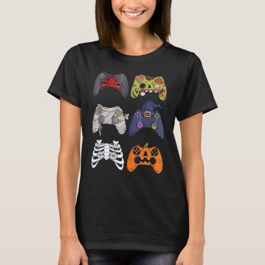 Halloween Skeleton Zombie Gaming Controllers Mummy T-shirt (Voorkant)