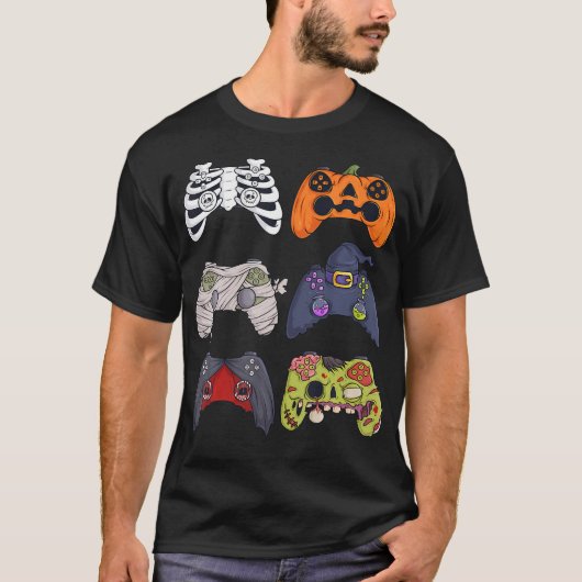 Halloween Skeleton Zombie Gaming Controllers Mummy T-shirt (Voorkant)
