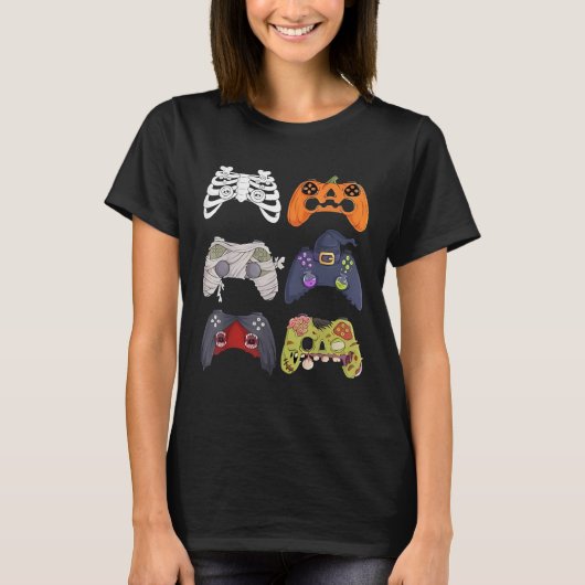 Halloween Skeleton Zombie Gaming Controllers Mummy T-shirt (Voorkant)