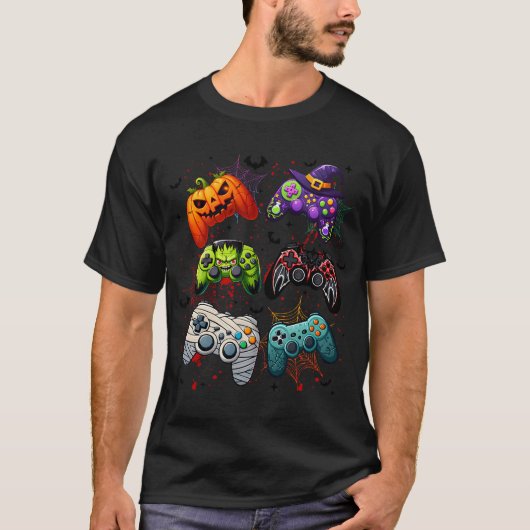 Halloween Skeleton Zombie Gaming Controllers Mummy T-shirt (Voorkant)