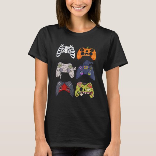 Halloween Skeleton Zombie Gaming Controllers Mummy T-shirt (Voorkant)