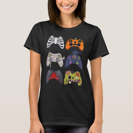 Halloween Skeleton Zombie Gaming Controllers Mummy T-shirt (Voorkant)