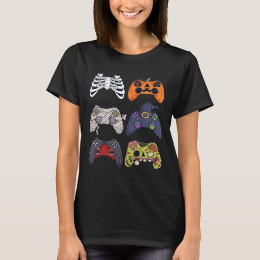Halloween Skeleton Zombie Gaming Controllers Mummy T-shirt (Voorkant)