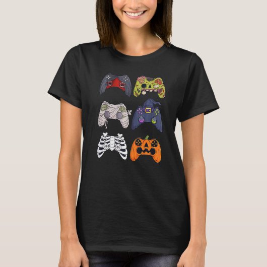 Halloween Skeleton Zombie Gaming Controllers Mummy T-shirt (Voorkant)