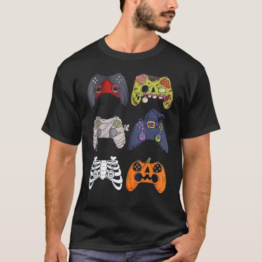 Halloween Skeleton Zombie Gaming Controllers Mummy T-shirt (Voorkant)
