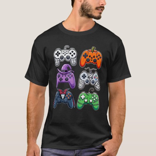 Halloween Skeleton Zombie Gaming Controllers Mummy T-shirt (Voorkant)