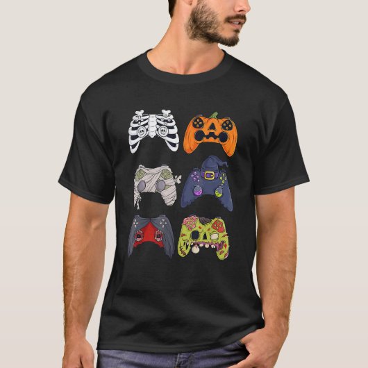 Halloween Skeleton Zombie Gaming Controllers Mummy T-shirt (Voorkant)