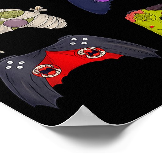 Halloween Skeleton Zombie Gaming Controllers  Poster (Hoek)