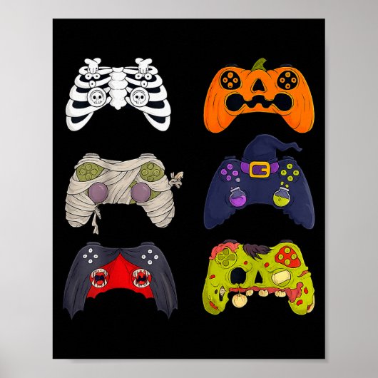 Halloween Skeleton Zombie Gaming Controllers  Poster (Voorkant)