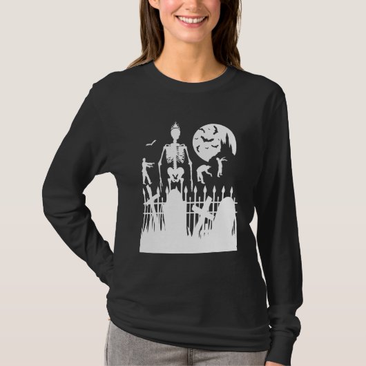 Halloween Skeleton Zombie Graveyard Trick or treat T-shirt (Voorkant)