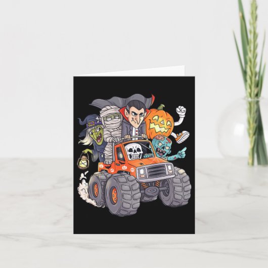 Halloween Skeleton Zombie Monster Truck Vampire Bo Kaart (Voorkant)