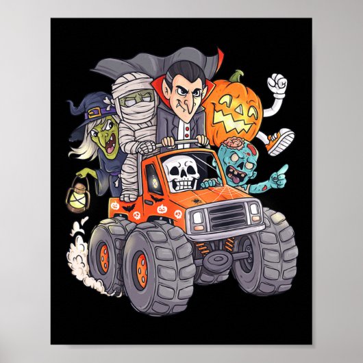Halloween Skeleton Zombie Monster Truck Vampire Bo Poster (Voorkant)