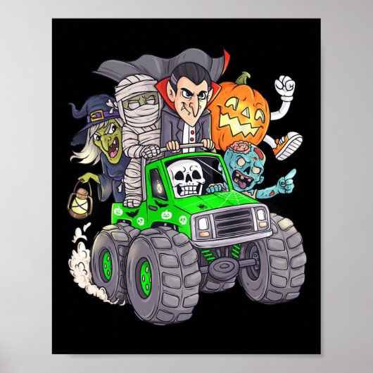 Halloween Skeleton Zombie Monster Truck Vampire Bo Poster (Voorkant)