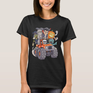 Halloween Skeleton Zombie Monster Truck Vampire Bo T-shirt