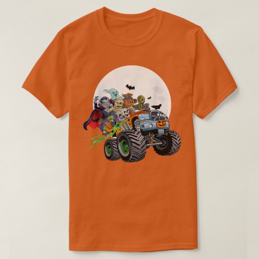 Halloween Skeleton Zombie Monster Truck Vampire Bo T-shirt (Design voorkant)