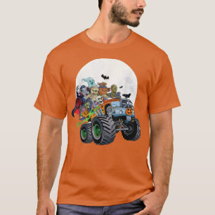 Halloween Skeleton Zombie Monster Truck Vampire Bo T-shirt