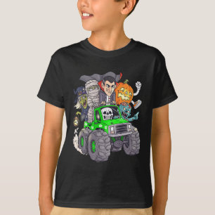 Halloween Skeleton Zombie Monster Truck Vampire Bo T-shirt