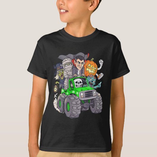 Halloween Skeleton Zombie Monster Truck Vampire Bo T-shirt (Voorkant)