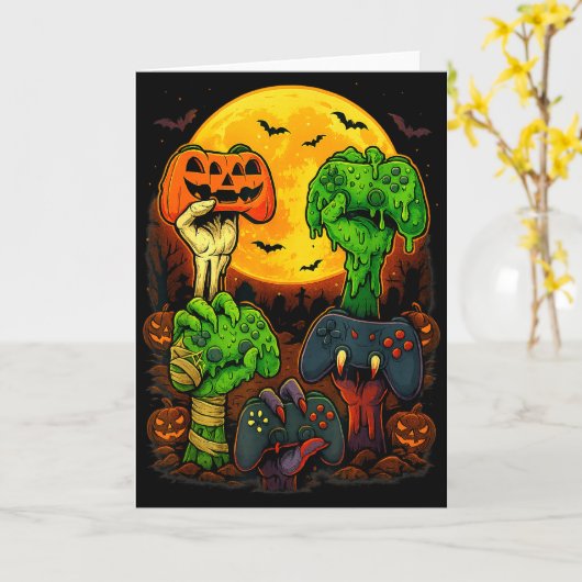 Halloween Skeleton Zombie Mummy Gaming Controller  Kaart (Gele Bloem)