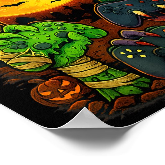 Halloween Skeleton Zombie Mummy Gaming Controller  Poster (Hoek)